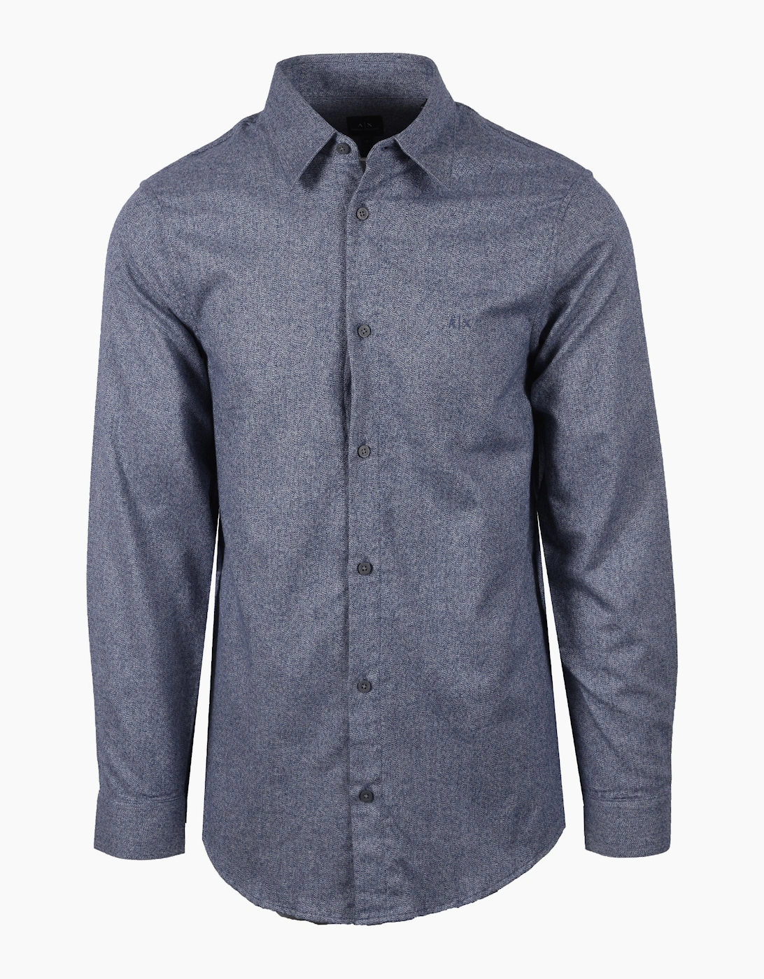 Men's Armani Exchange Long Sleeved Shirt Blue - Grey - Size: 40