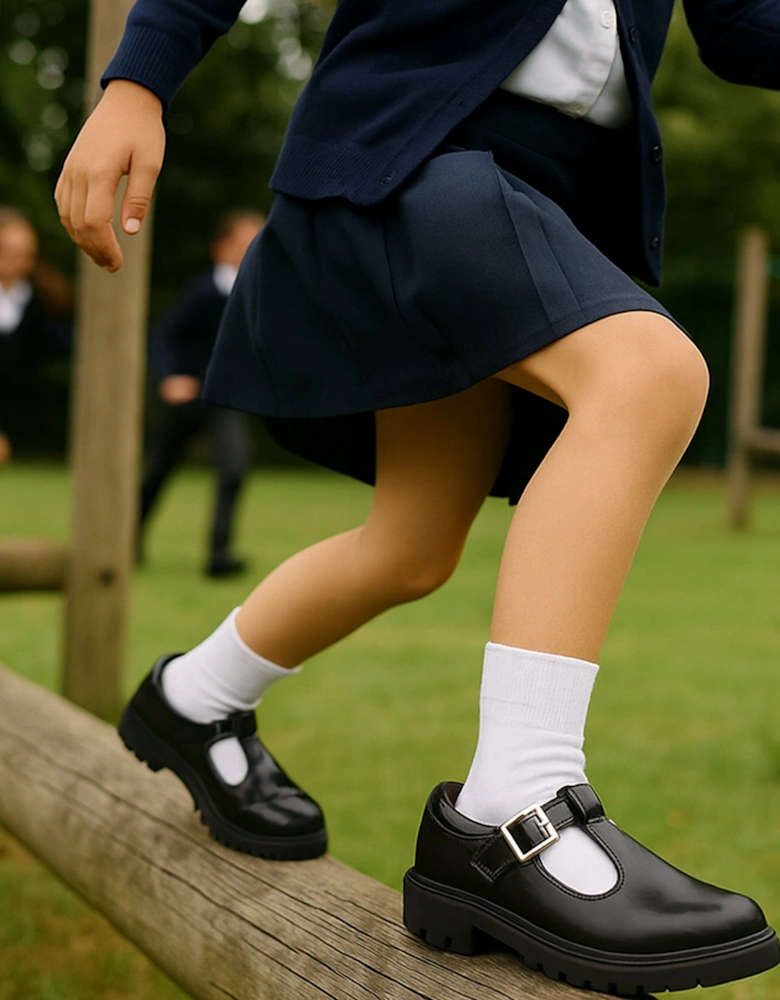CASEY Girls Matte Black School Shoes