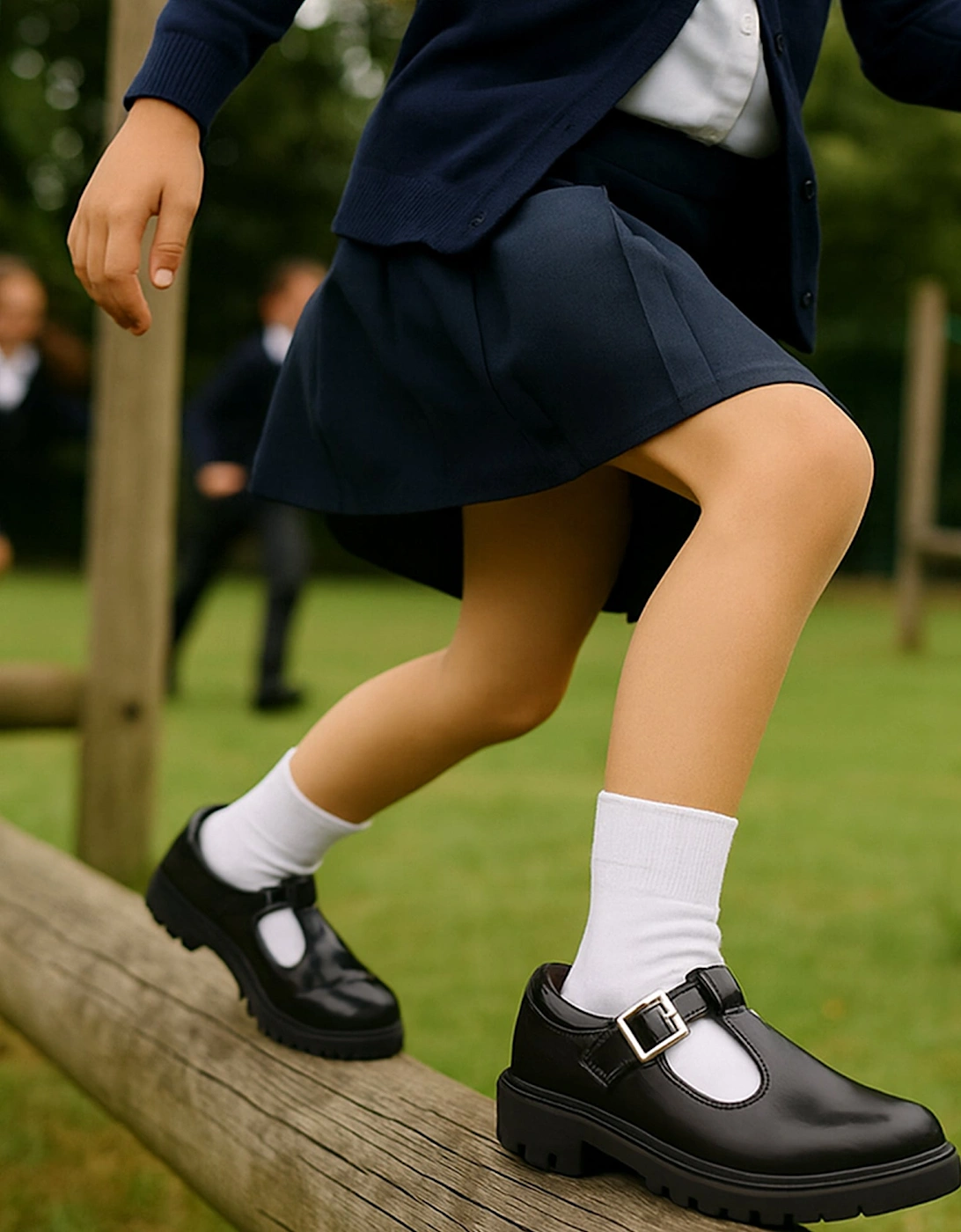 CASEY Girls Matte Black School Shoes