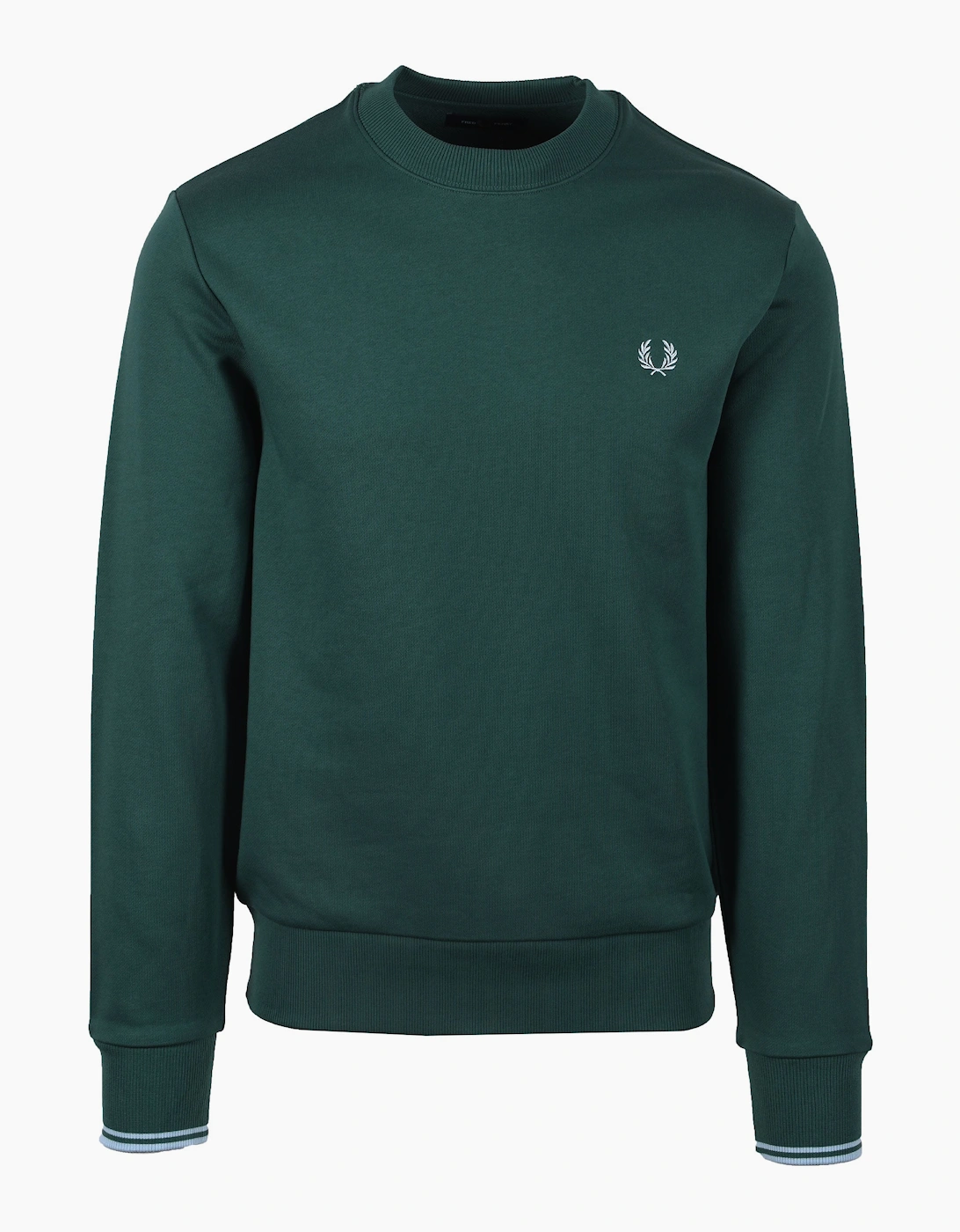 Men's Fred Perry Crew Neck Sweatshirt Sport Green/Track Blue - Size: SIZE 2xl