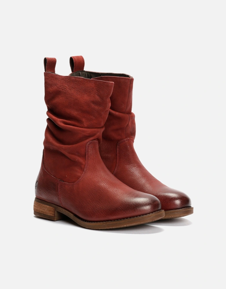 Emilia Leather Women's Burgundy Winter Mid Calf Boots