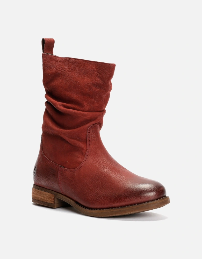 Emilia Leather Women's Burgundy Winter Mid Calf Boots