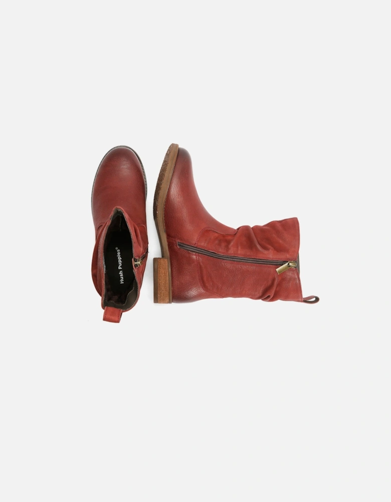 Emilia Leather Women's Burgundy Winter Mid Calf Boots