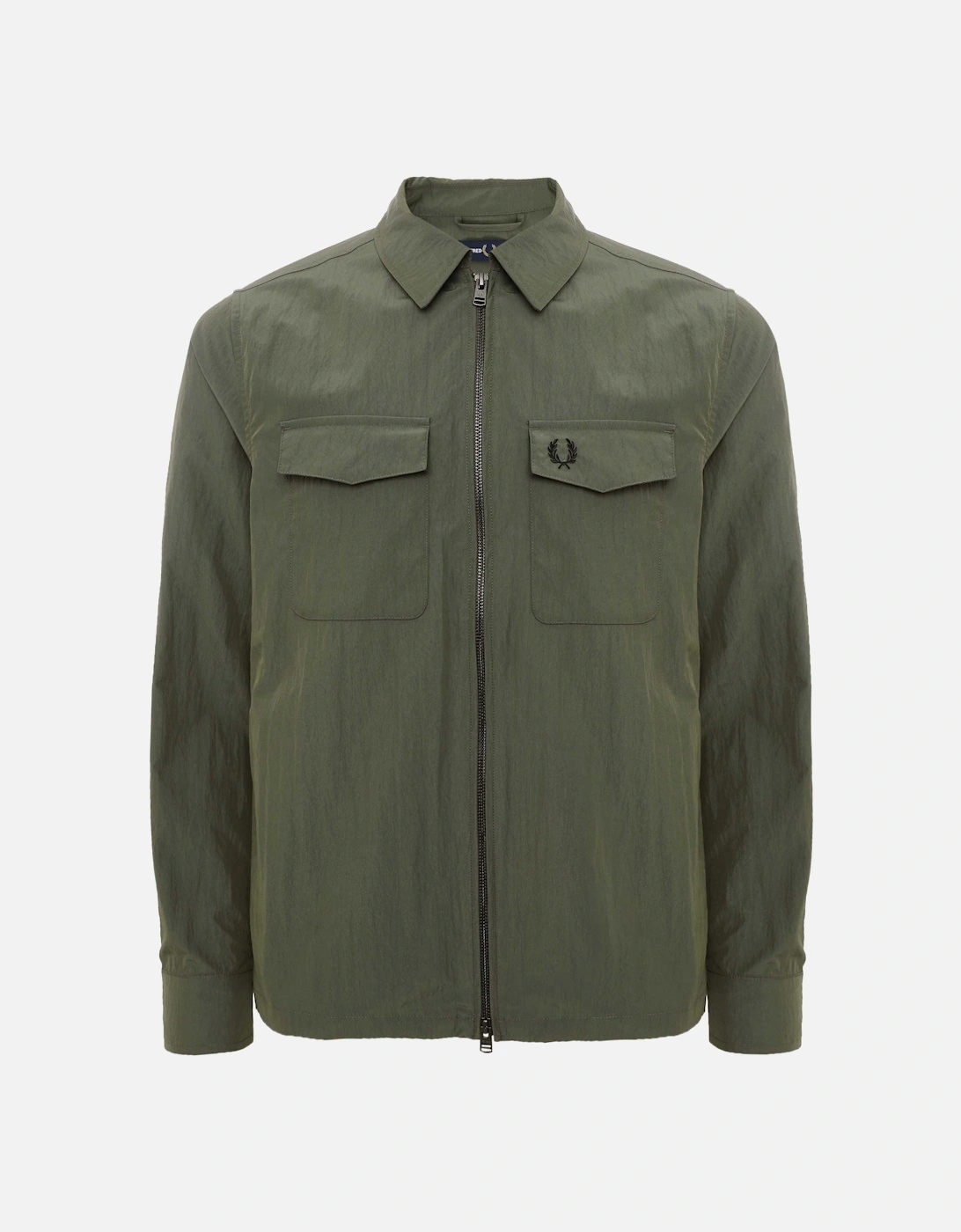 Fred Perry Men's Green Textured Zip Overshirt - : 38/Regular Medium
