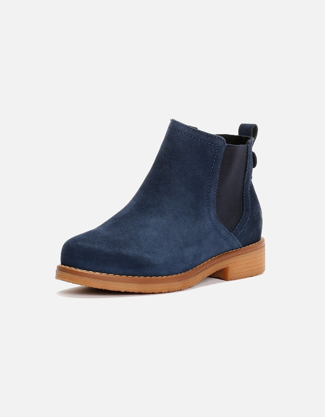 Maddy Wide Suede Women's Navy Flat Chelsea Boots