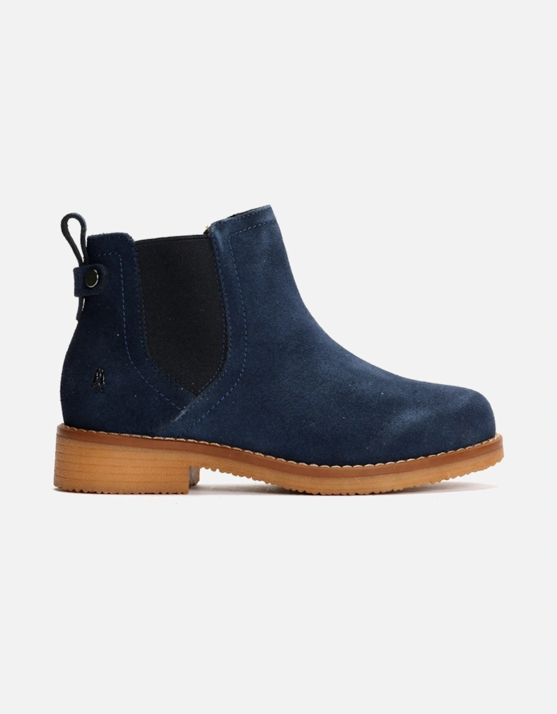 Maddy Wide Suede Women's Navy Flat Chelsea Boots