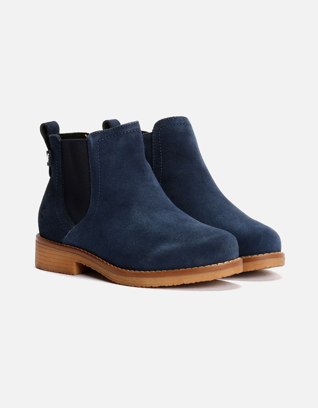 Maddy Wide Suede Women's Navy Flat Chelsea Boots, 9 of 8