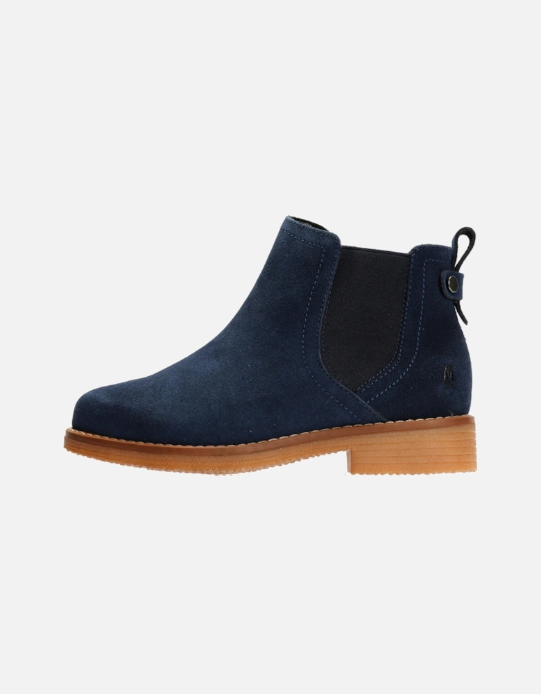 Maddy Wide Suede Women's Navy Flat Chelsea Boots