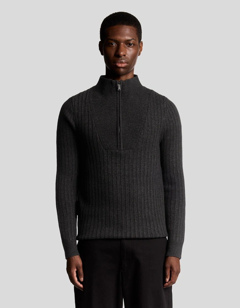 Lambswool Blend Ribbed 1/4 Zip Jumper