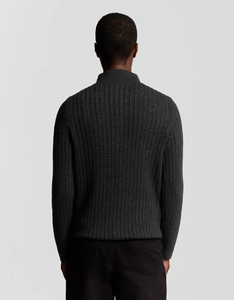 Lambswool Blend Ribbed 1/4 Zip Jumper