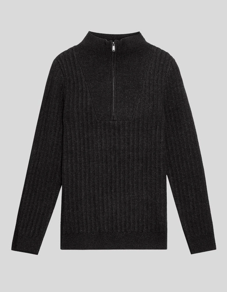 Lambswool Blend Ribbed 1/4 Zip Jumper