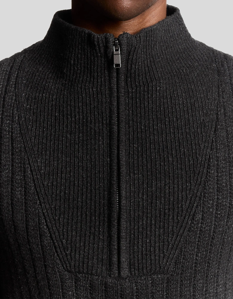 Lambswool Blend Ribbed 1/4 Zip Jumper