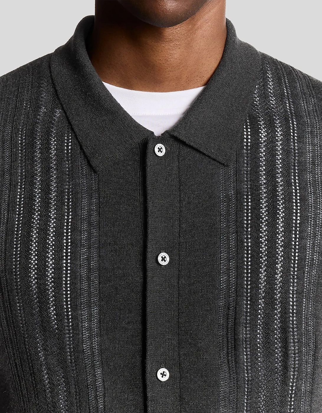 Wool Blend Cable Knit Shirt
