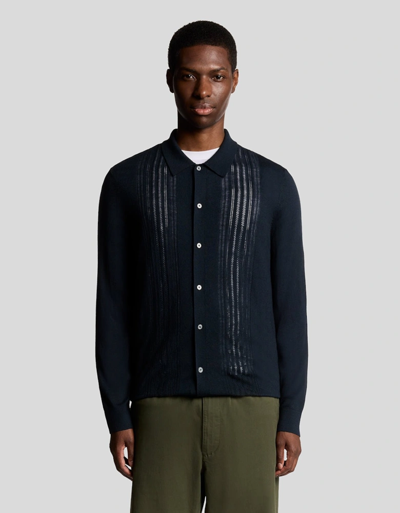 Wool Blend Cable Knit Shirt