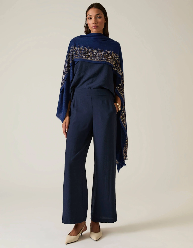 Navy Wide-leg Trousers