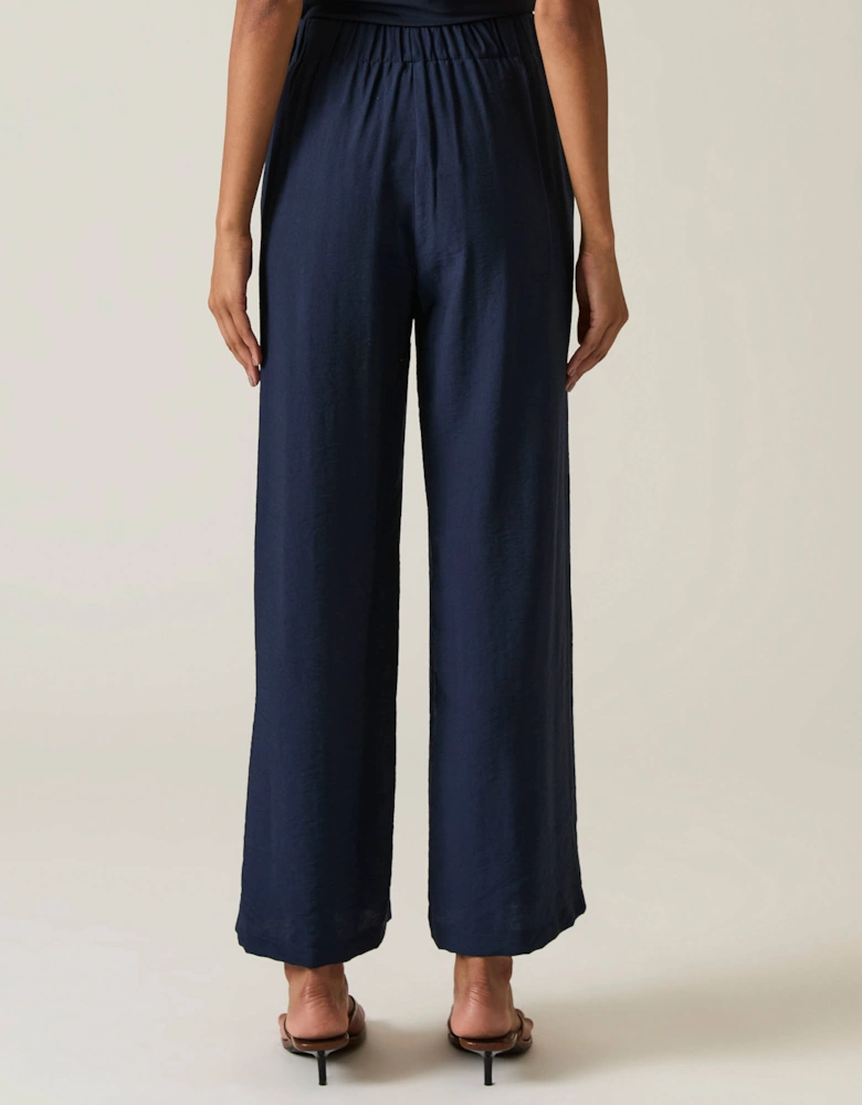 Navy Wide-leg Trousers