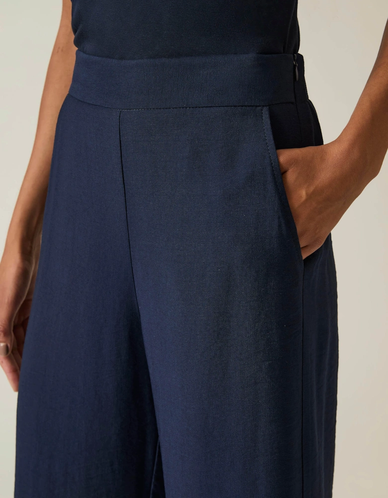 Navy Wide-leg Trousers