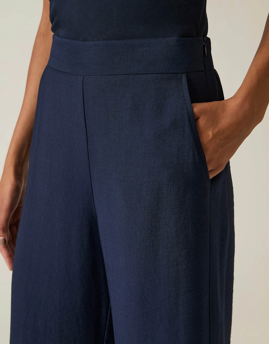 Navy Wide-leg Trousers