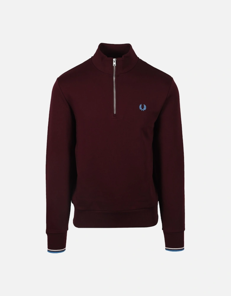 Half Zip Sweatshirt Oxblood/Ecru/Court Blue