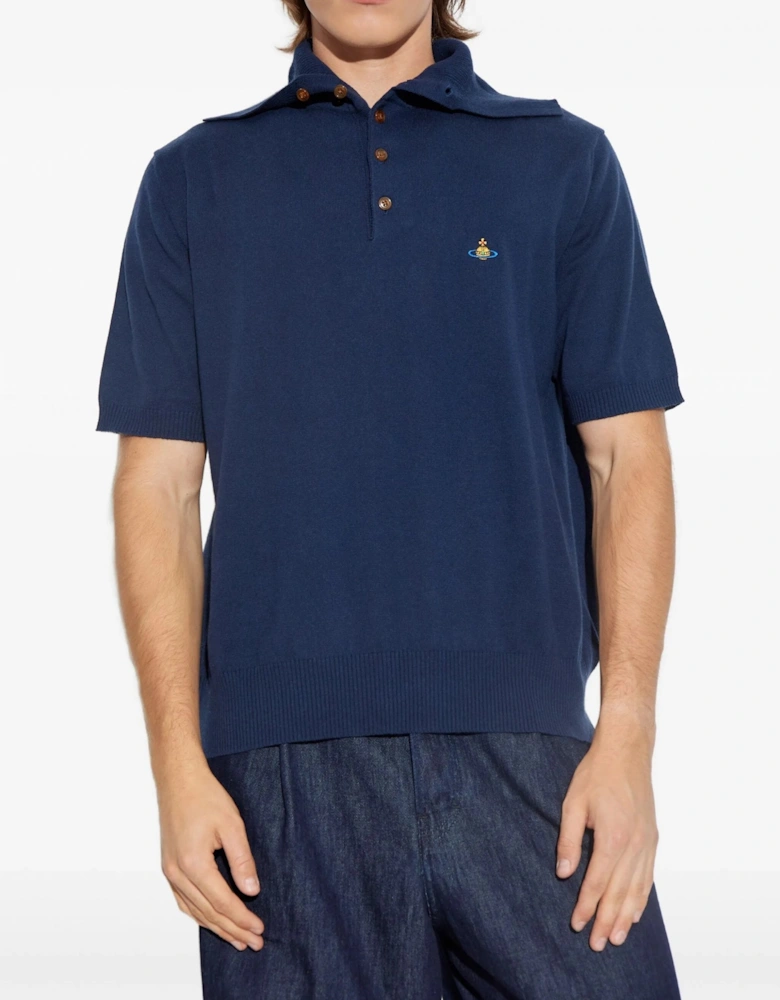 Alex Knitted Polo Navy