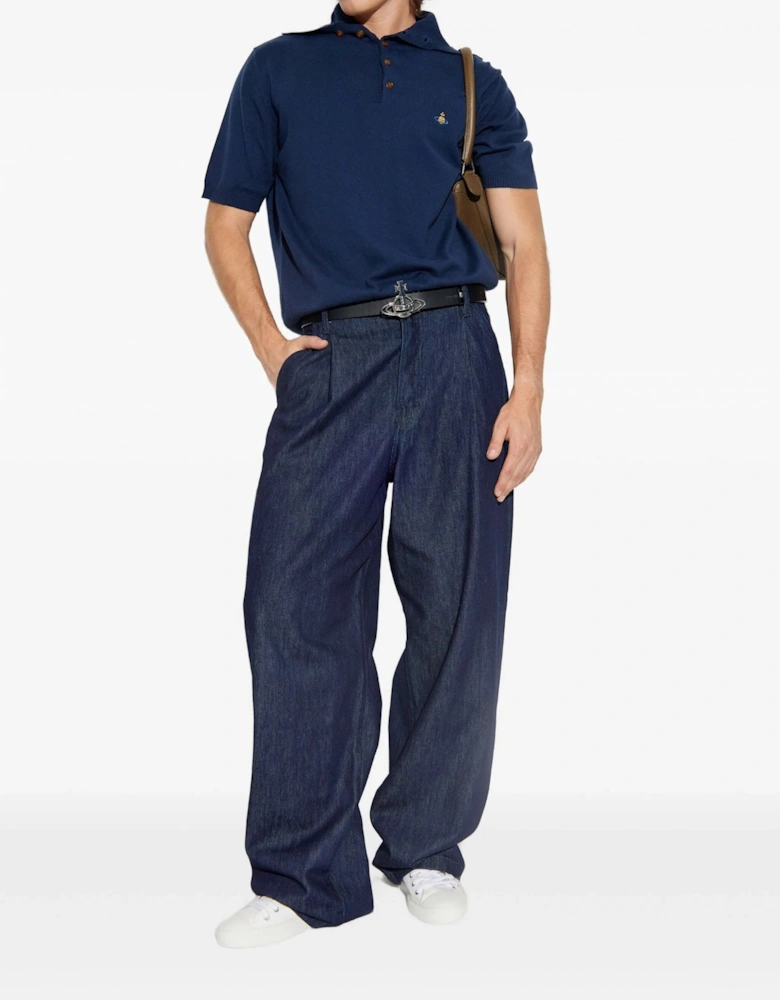Alex Knitted Polo Navy