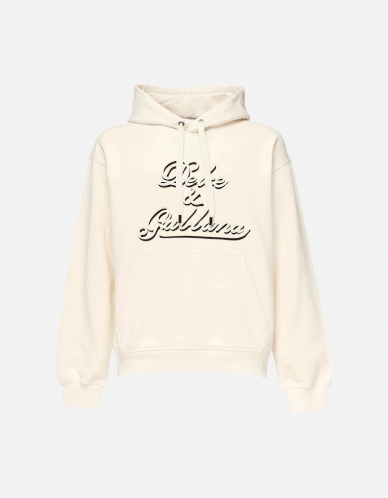 Relaxed Fit Logo Hooded Top Beige