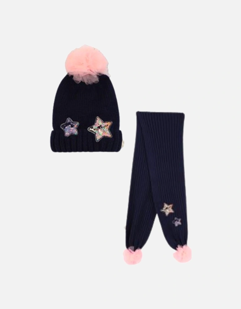 BILLIEBLUSH GIRLS NAVY HAT/SCARF SET U21525/U21523