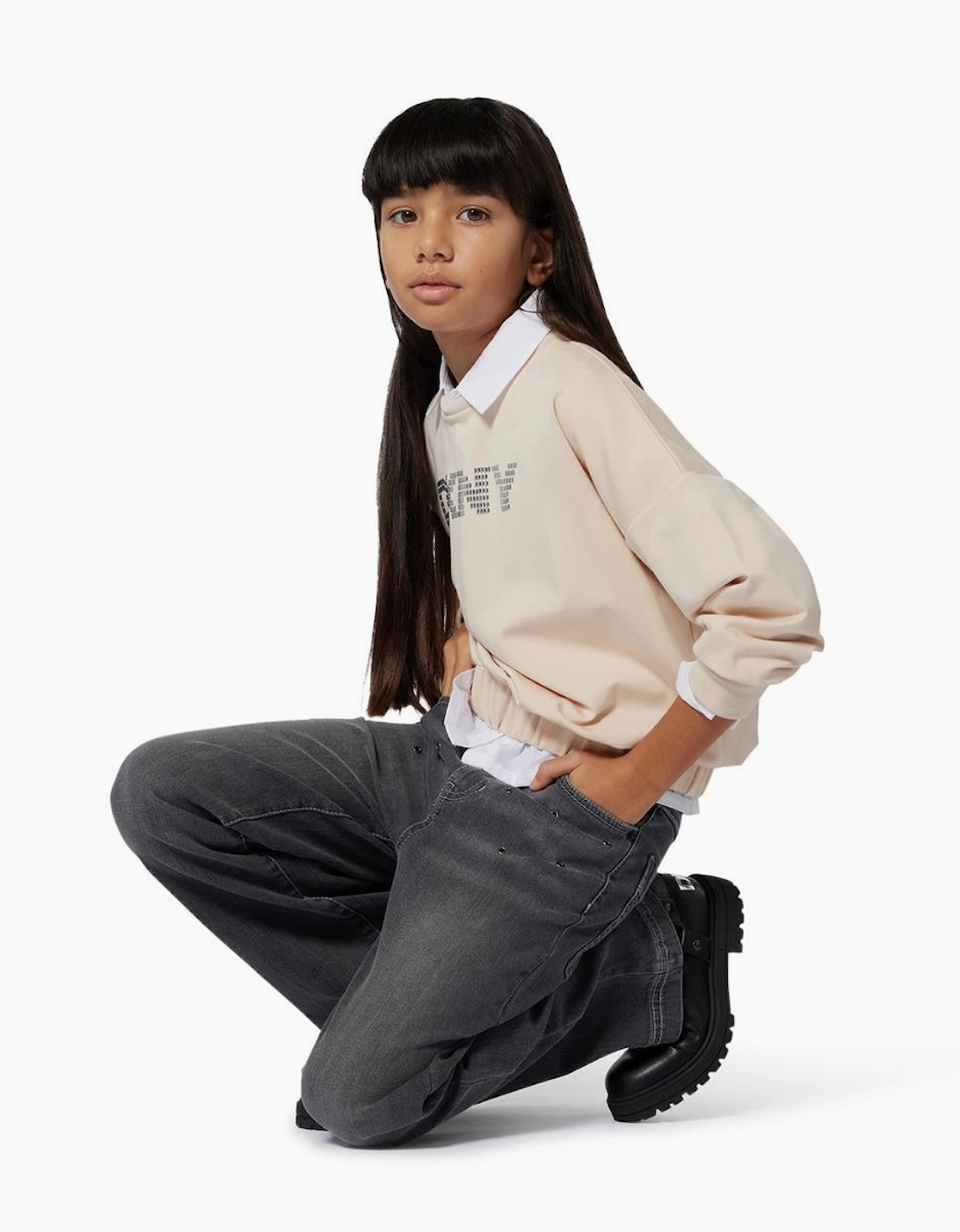 Girl's DKNY GIRLS SWEATSHIRT D62393 - Tan