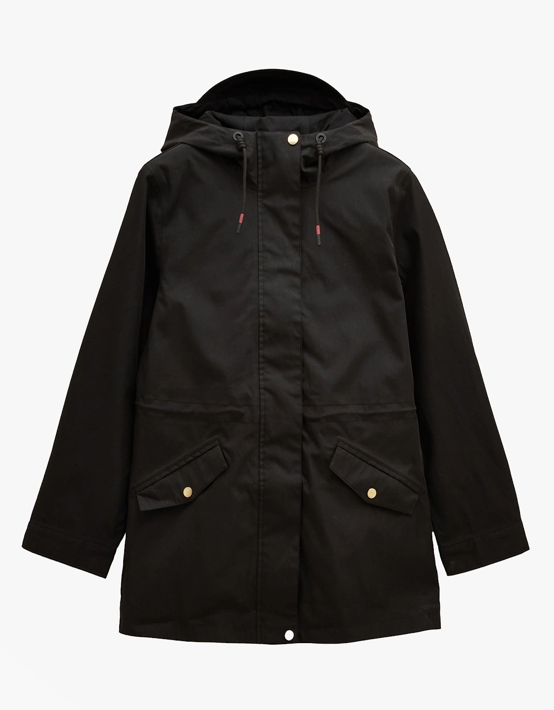 Joules Women's Black Portwell Waterproof Hoodie Raincoat With Adjustable Waist - : 14 Uk Size 14