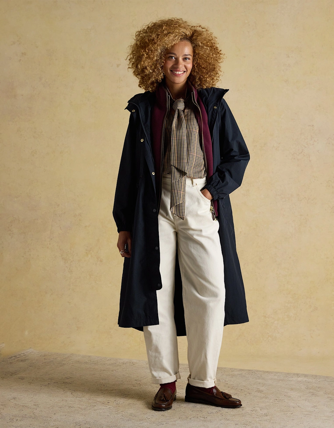 HENSLEY Womens Long Coat Navy