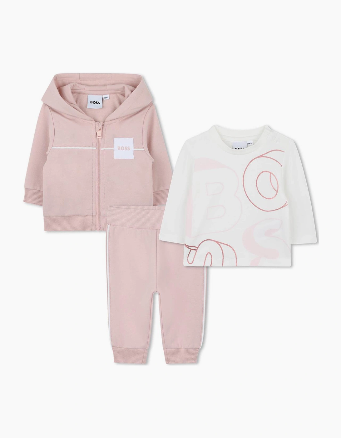 Girl's BOSS BABY GIRL PINK SET J52504 - Pink/Pink/White/White