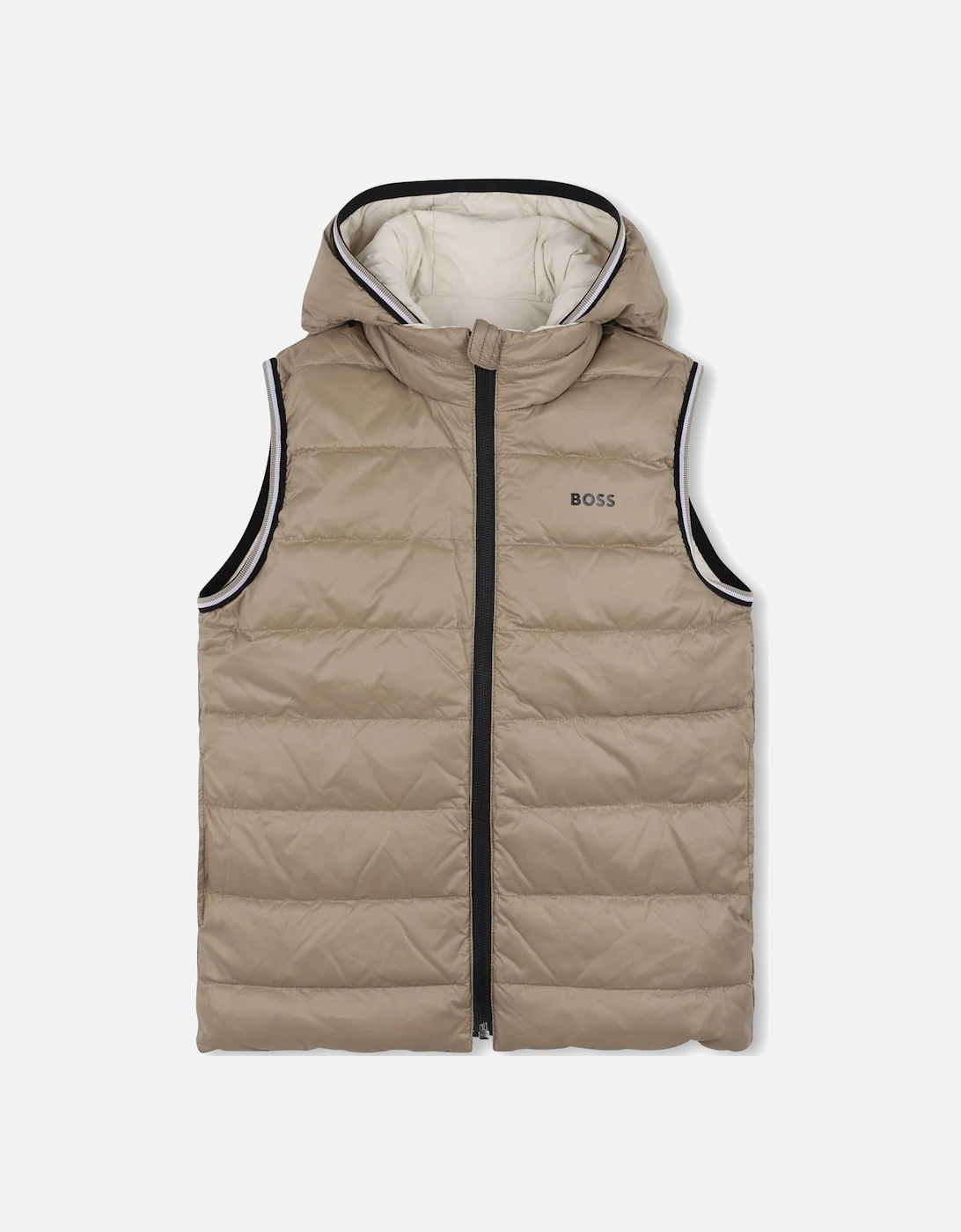BOSS BOYS REVERSIBLE BEIGE PUFFER JACKET J52395