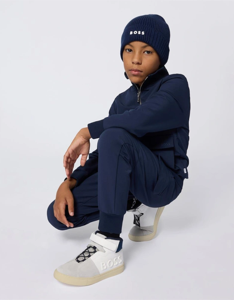 BOSS NAVY BEANIE HAT J52616
