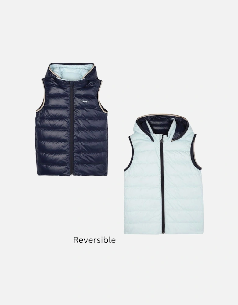 BOSS BOYS BLUE REVERSIBLE PUFFER JACKET J52395