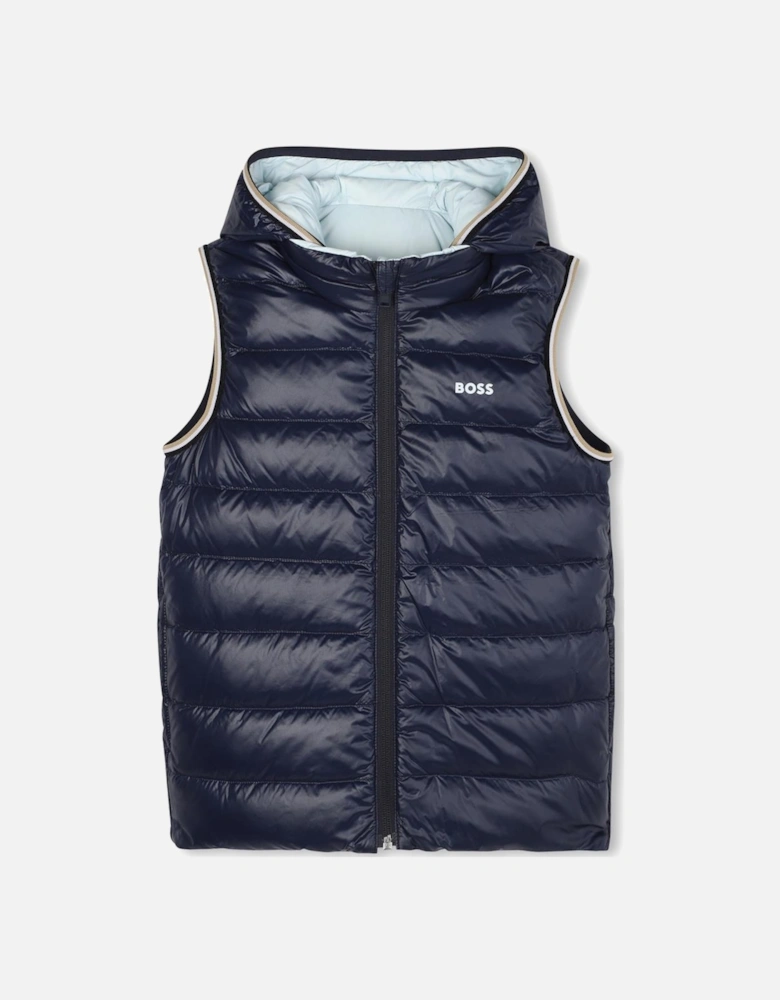 BOSS BOYS BLUE REVERSIBLE PUFFER JACKET J52395