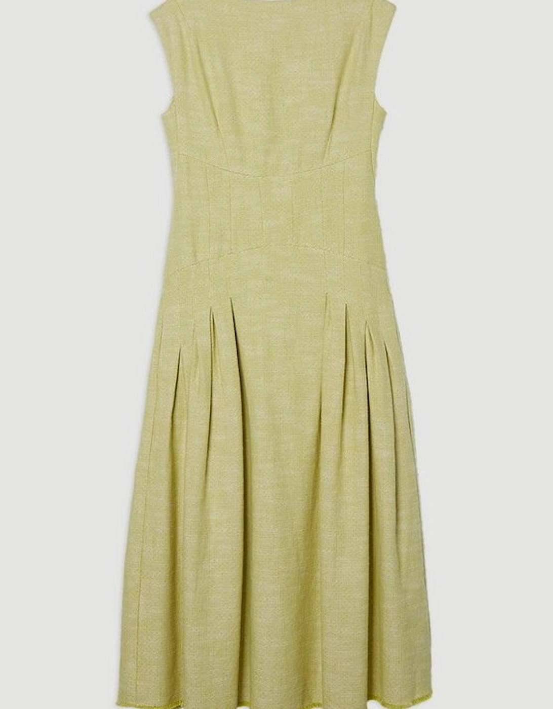 Spring Tweed Tailored Sleeveless Full Skirted Midi Dress