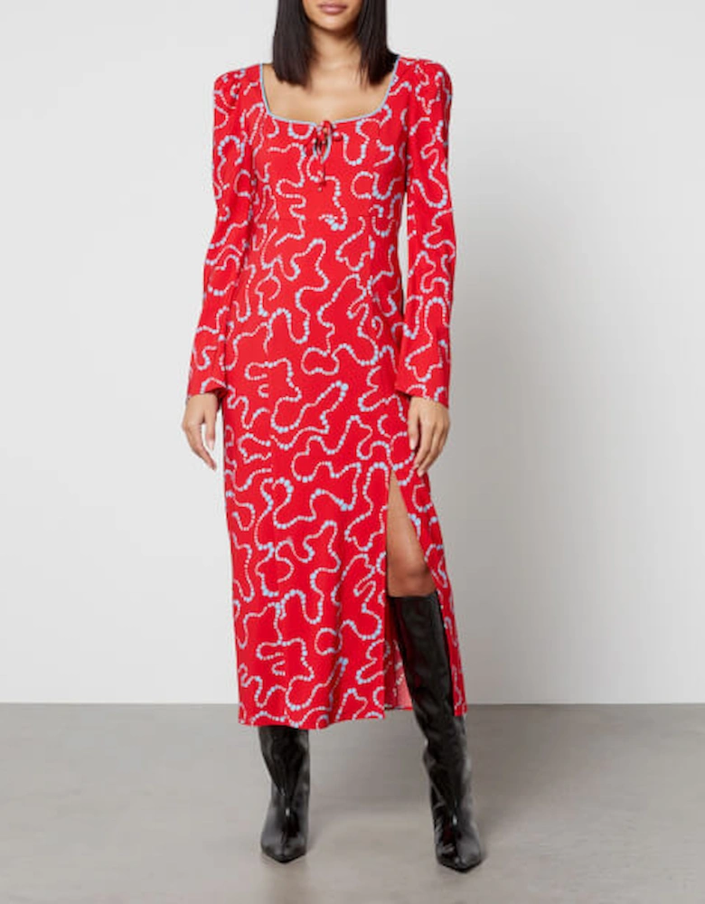Rhonda Trail Printed Crepe Midi Dress
