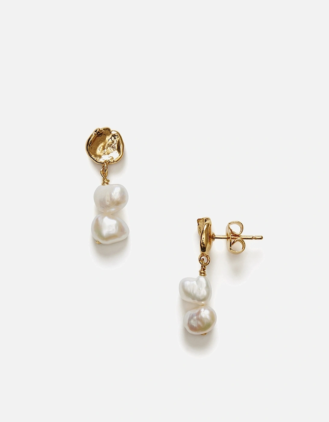 Pearly 18K Gold-Plated Drop Earrings, 2 of 1