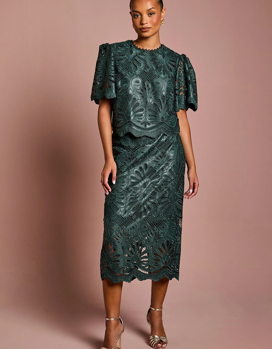 Petite PU Lace Midi Skirt, 2 of 1