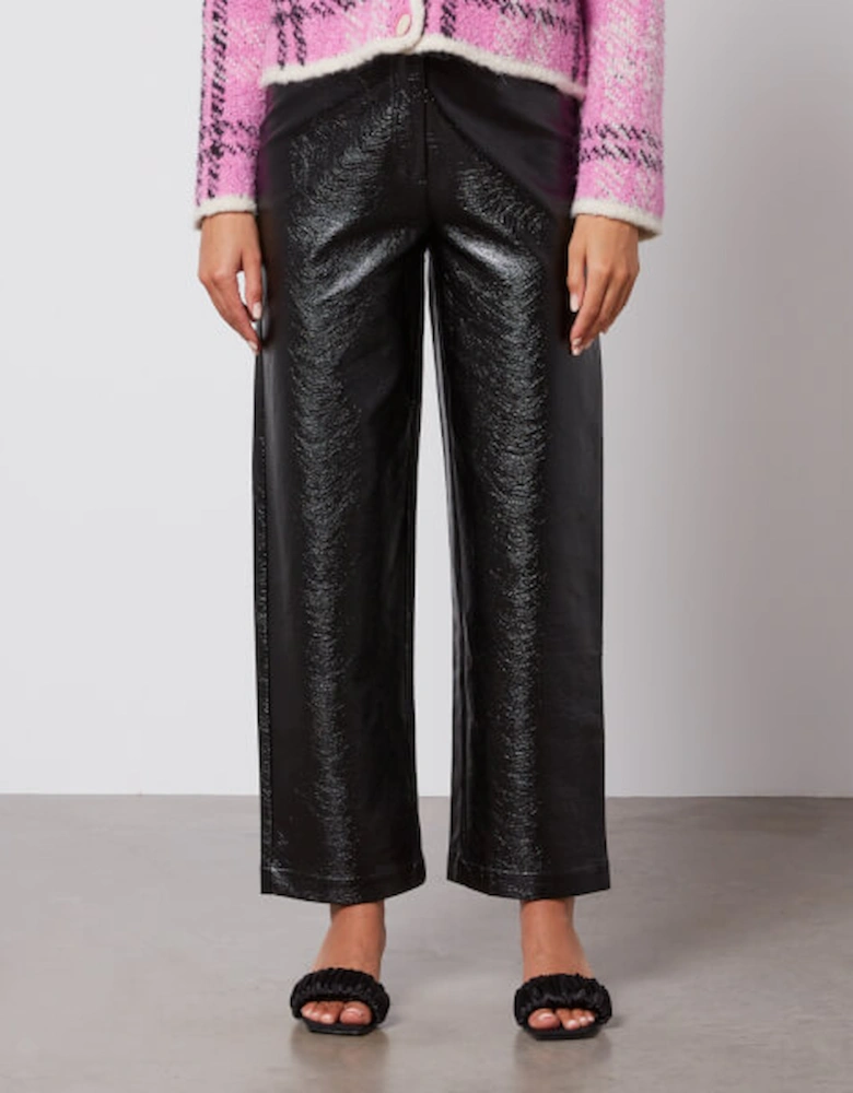 Janice Vinyl Straight-Leg Trousers