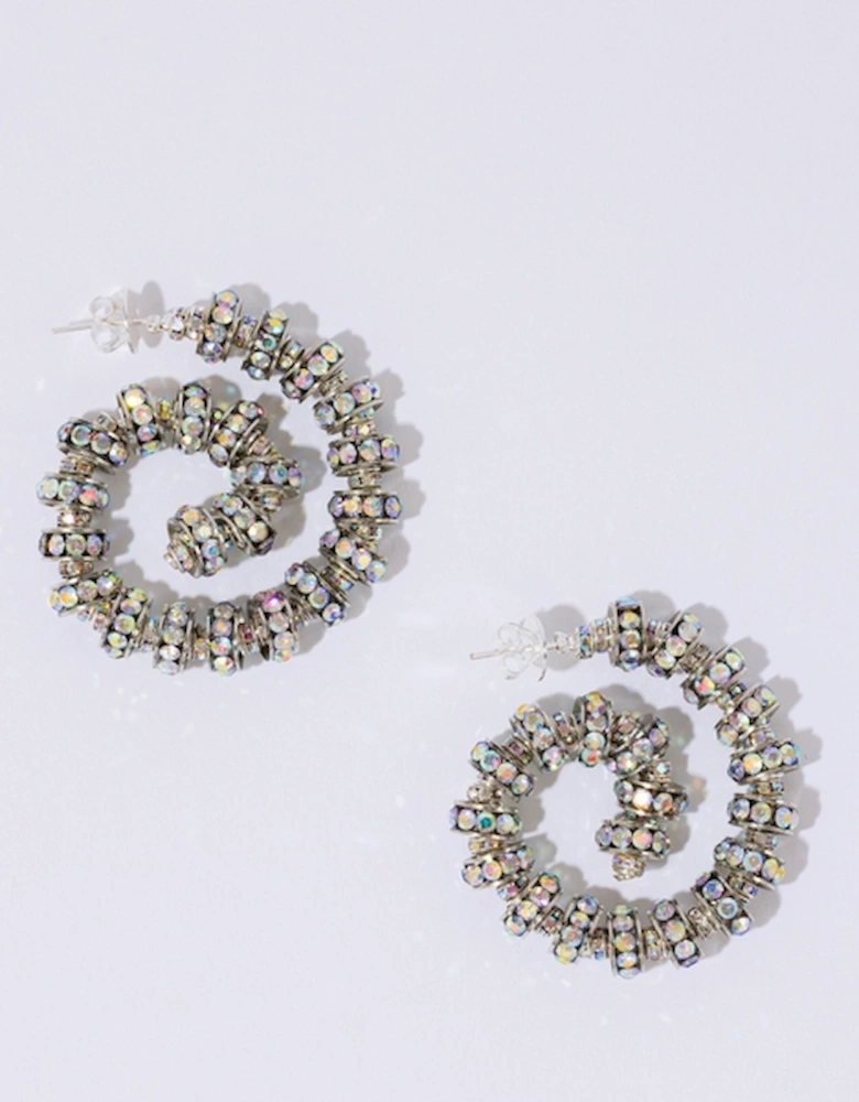 Pearl Octopuss.y Spiral Silver-Plated Hoop Earrings