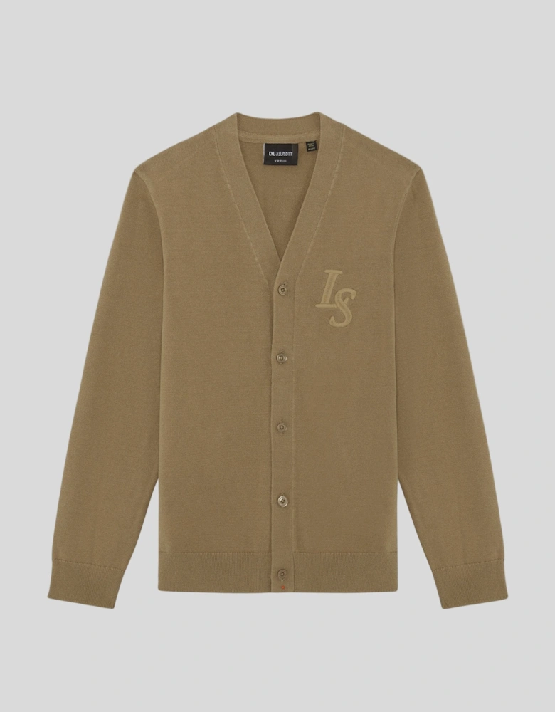 L&S Monogram V Neck Cardigan