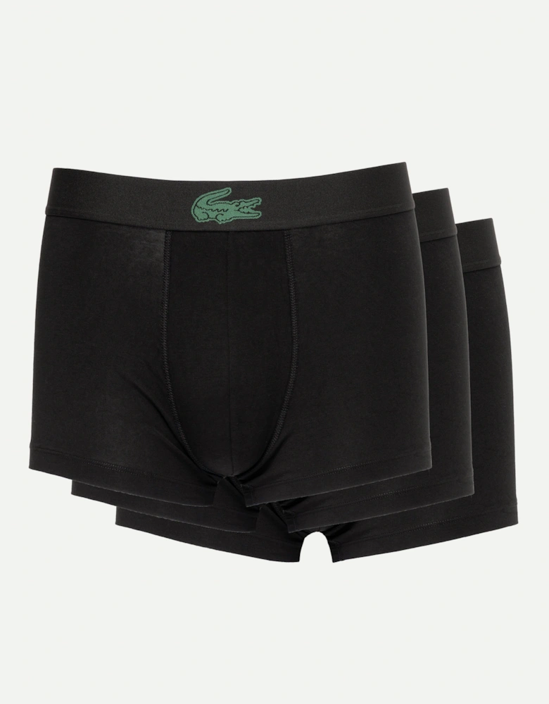 3-Pack Logo Stretch Cotton Mens Trunks - Black 031