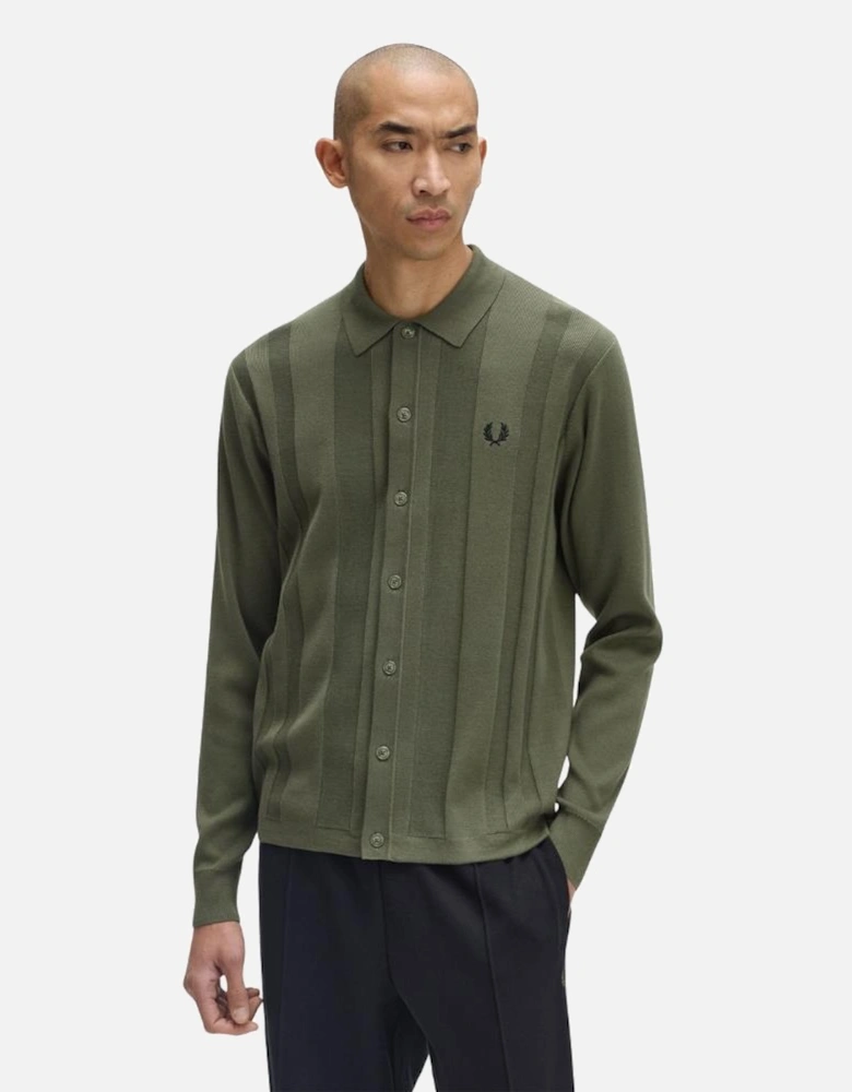 Button Through Knitted Shirt - Laurel Wreath Green