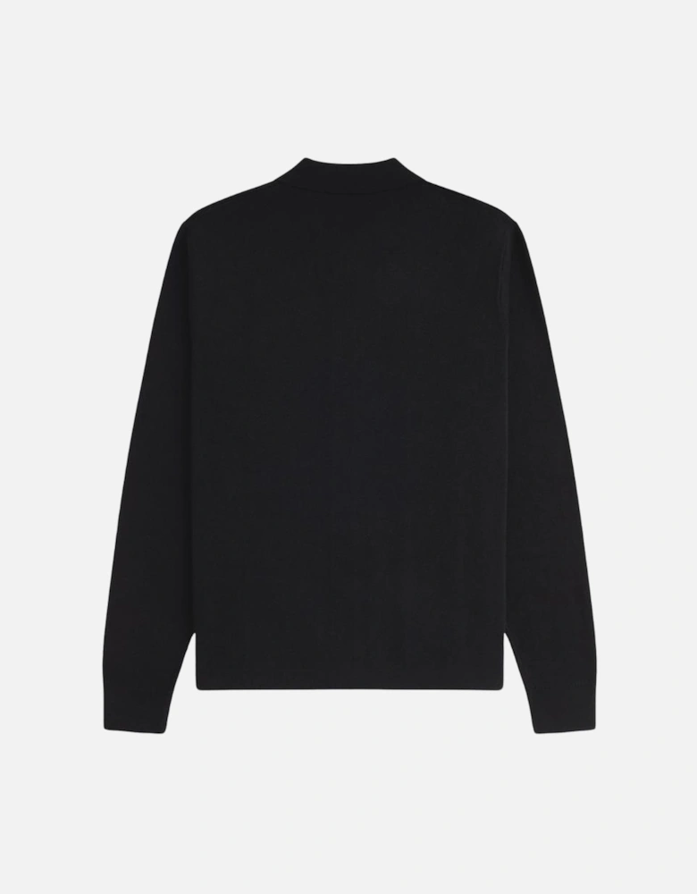 Button Through Knitted Shirt - Black