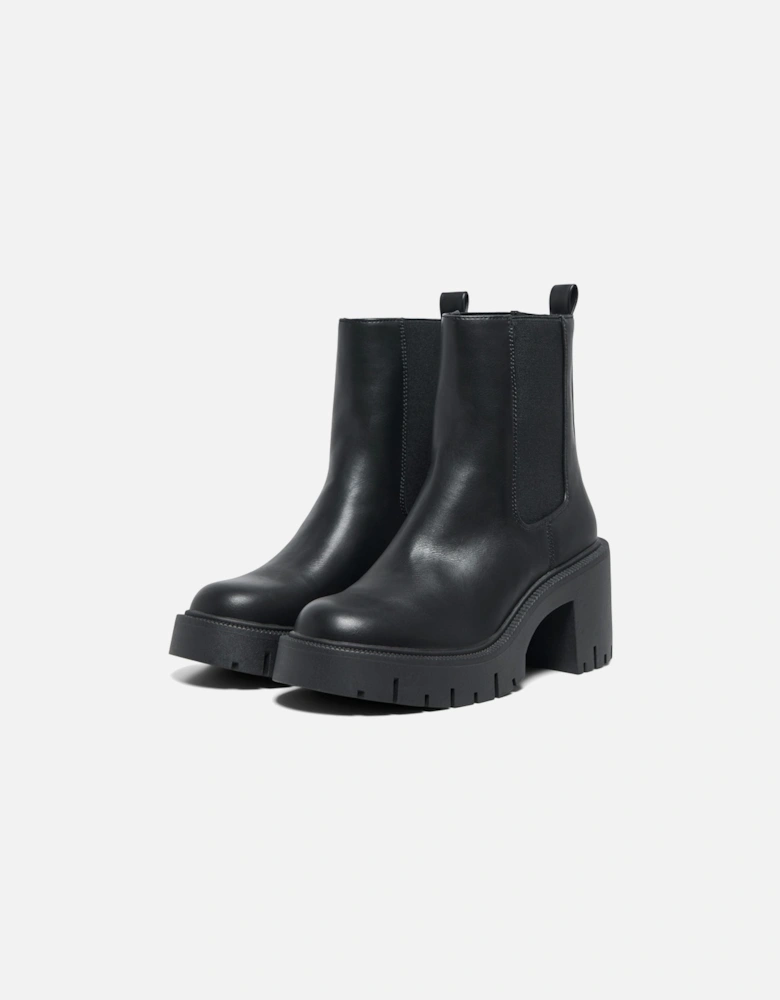 BLUEBELL-1 Polyurethane Women's Black Heeled Ankle Boots