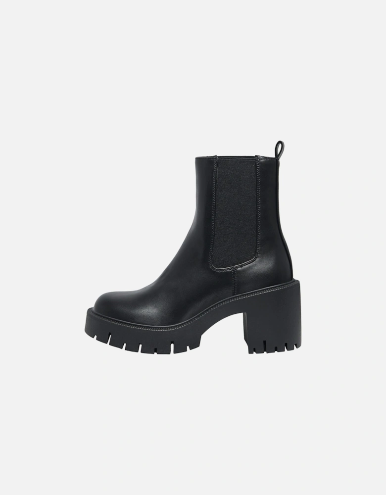 BLUEBELL-1 Polyurethane Women's Black Heeled Ankle Boots