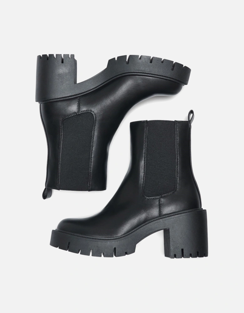 BLUEBELL-1 Polyurethane Women's Black Heeled Ankle Boots