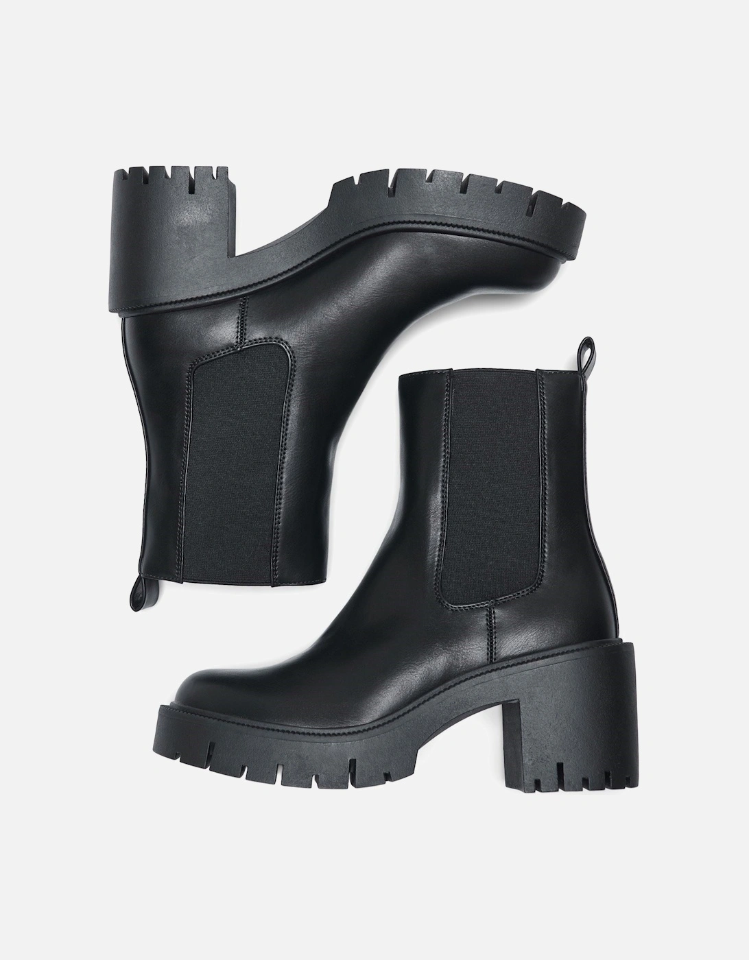 BLUEBELL-1 Polyurethane Women's Black Heeled Ankle Boots
