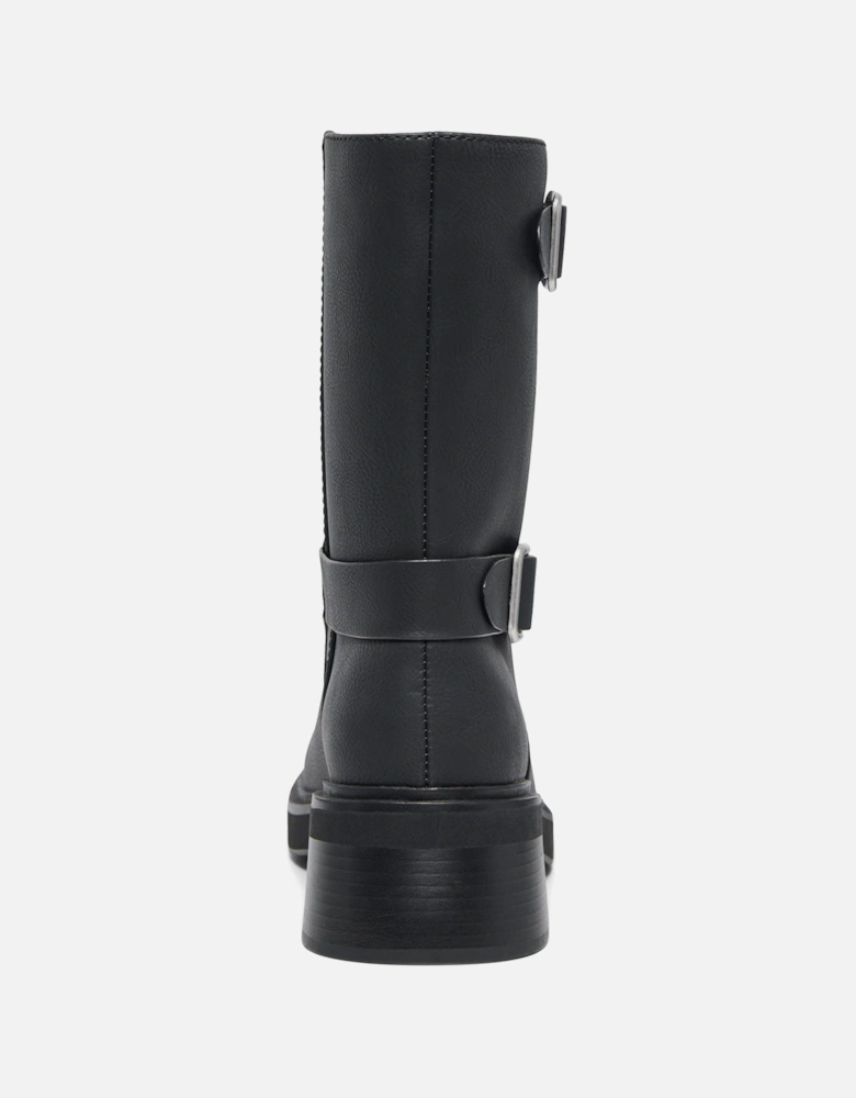BUTTER-2 Polyurethane Women's Black Heeled Mid Calf Boots